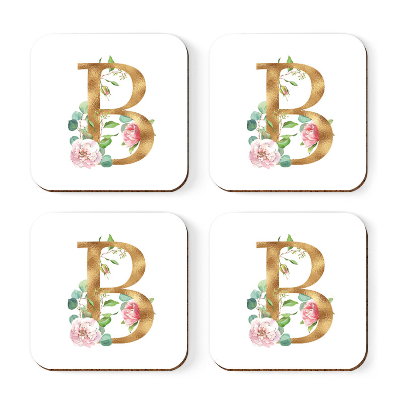 Sous-verre de lettre initiale à monogramme Lush Bloom, B