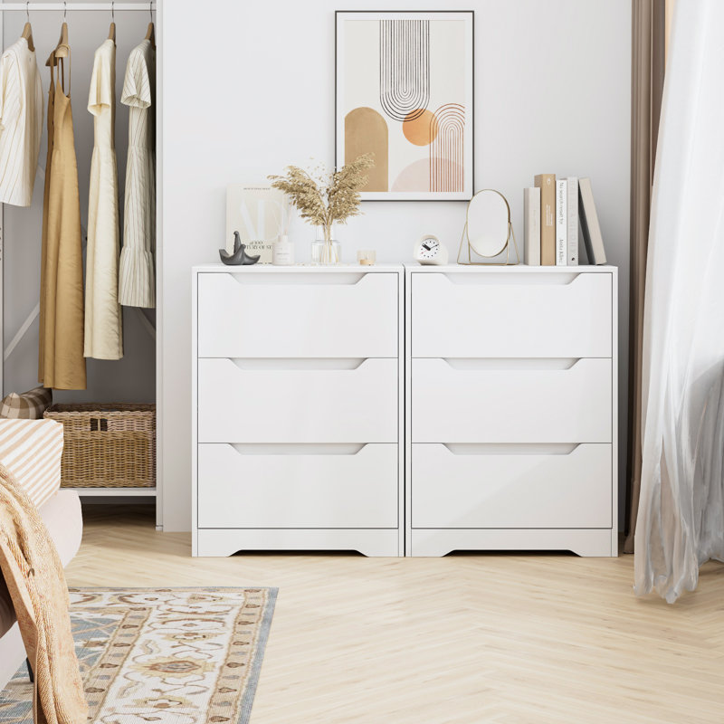 Bolanger 3 Drawer 23.6" W Nightstand, White