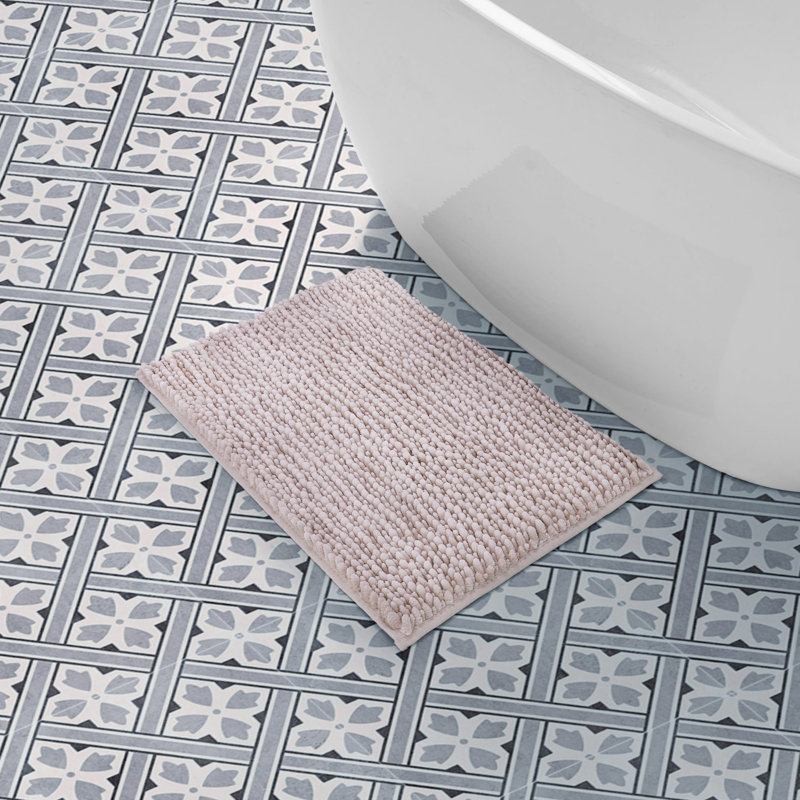 Laura Ashley Butter Chenille Bath Rug, Ivory, 17" W x 24" L