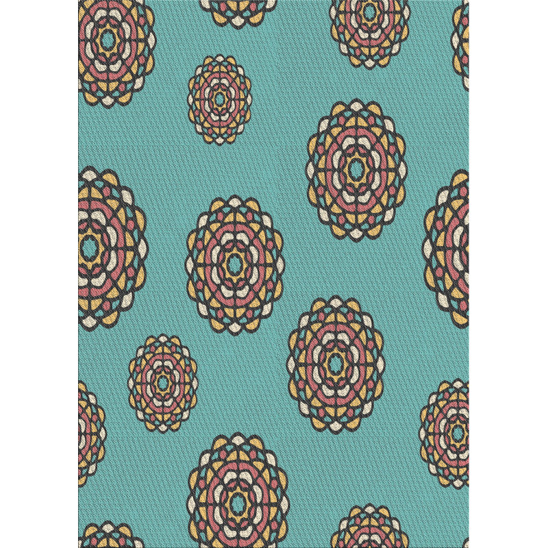 Tapis de mer vert/orange à motifs, Rectangle 3 pi x 5 pi