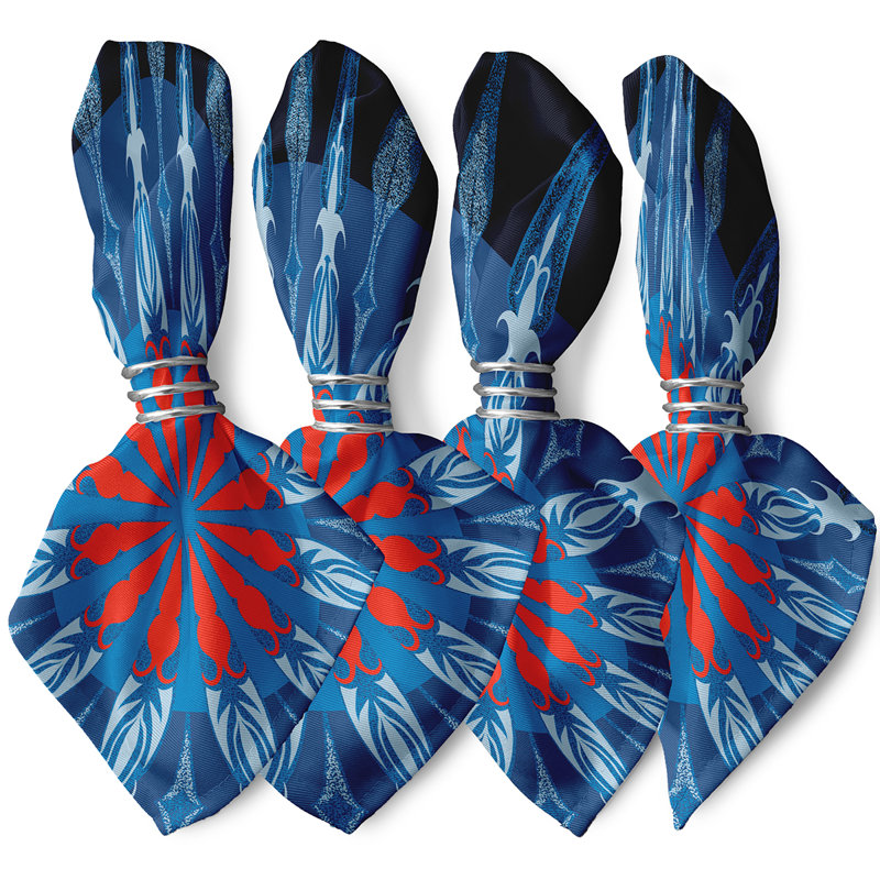 Ensemble de 4 serviettes de table à imprimé « Delight Sailor », Bleu marine