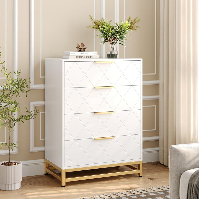 Ensemble anti-basculement blanc à glissière 4 tiroirs, ‎Blanc