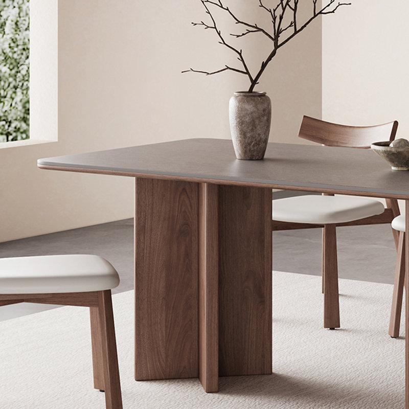 Retro light luxury rectangular dining table set, 29.5"H x 70.8"L x 35.4"W