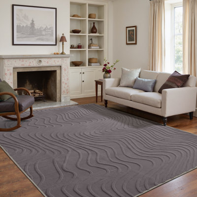 Tapis d'intérieur gris antidérapant à motif floral en peluche douce