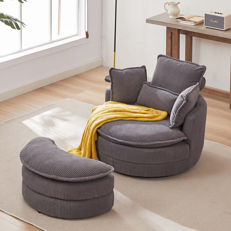 Chaise d'appoint pour le salon_2, Velours côtelé gris