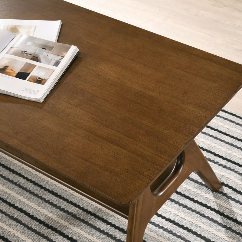Table basse Mid-Century moderne en bois avec tablette