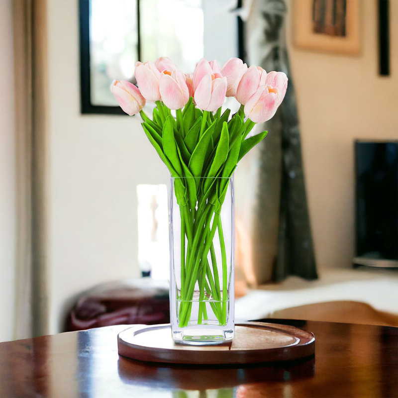 Natural Fibres Tulip Arrangement in Vase, Pink