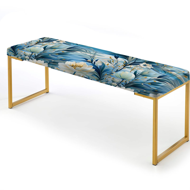 Banc floral rembourré or, Tranquillité d'un paysage de bord de mer
