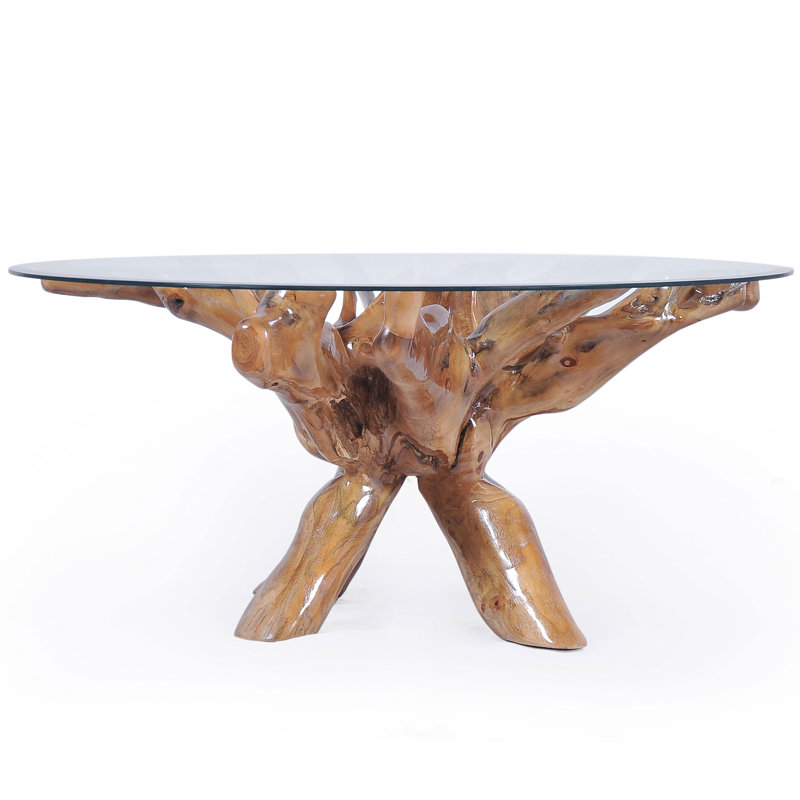 Glass Top Solid Wood Base Dining Table, 30" H x 55" L x 55" W