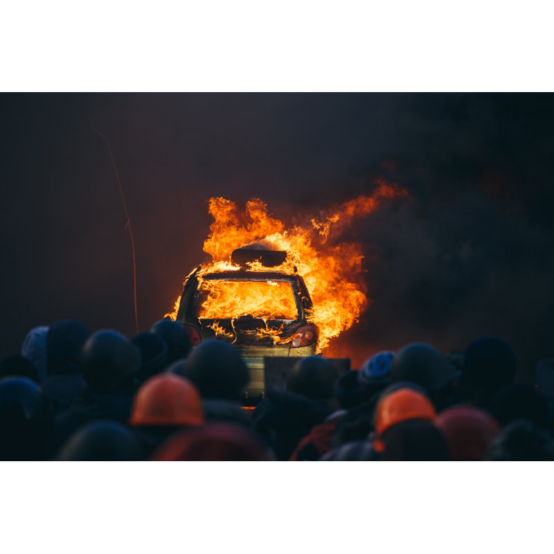 Burning Car by Vadven - Wrapped Canvas Print, 30cm H x 46cm W