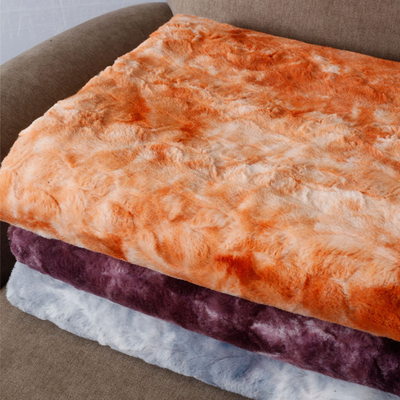 Blue Tie Dye Faux Fur Reversible Throw Blanket