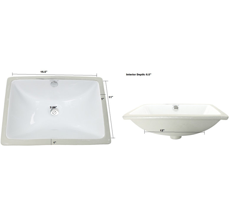 Caracalla Ceramica II 13.58'' Glossy White Ceramic Rectangular Bathroom Sink with Overflow
