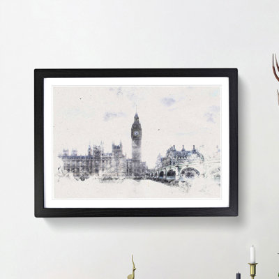 The Houses Of Parliament London Watercolour Framed Print