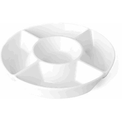 Porcelain Chip & Dip Serving Set - Divided Platter With 5 Compartments, Relish Tray For Snacks, Veggies, Candy - Durable, Microwave & Dishwasher Friendly - Elegant White Design For Parties