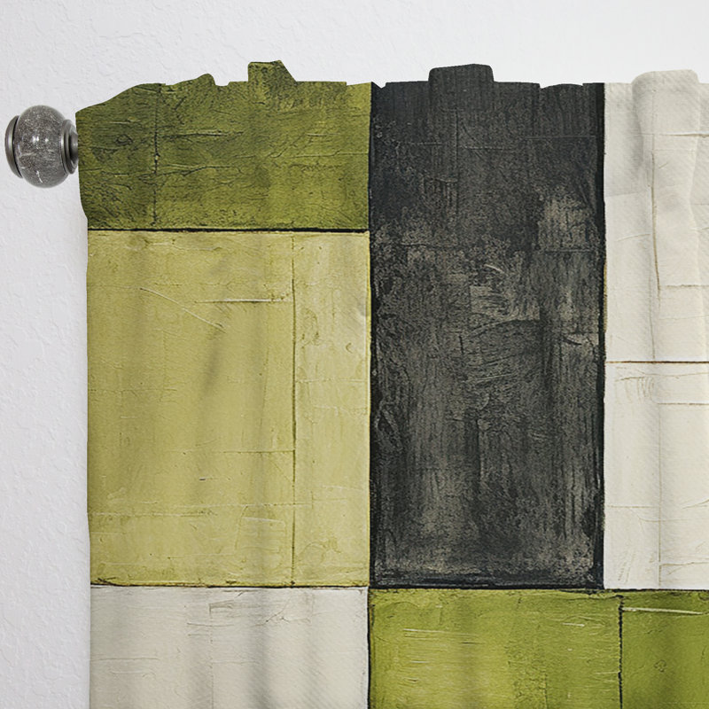 Efrem Green Eco Cubic Collage III - Rideau industriel - Velours obscurcissant - 1 panneau, L 52 po x L 90 po