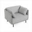 Fauteuil d'appoint vintage de 39 pouces, assise rembourrée en polyester gris doux avec structure en bois massif