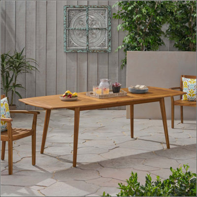 Table de salle à manger d'extérieur extensible en bois d'acacia, parfaite pour accueillir et résistante aux intempéries