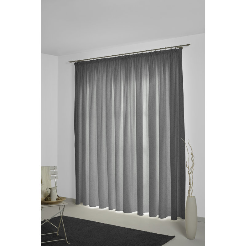 Oppen Room Darkening Single Curtain Panel, 132cm Width x 225cm Drop, Dark Grey
