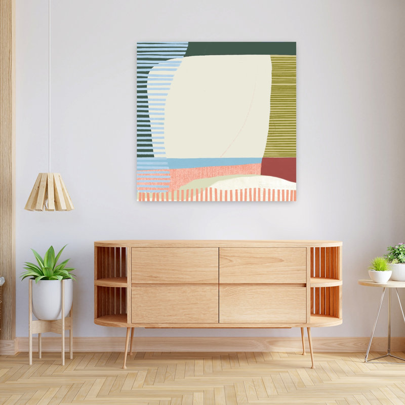 Vagues de rayures colorées I, art mural contemporain abstrait, H 36 po x l 36 po