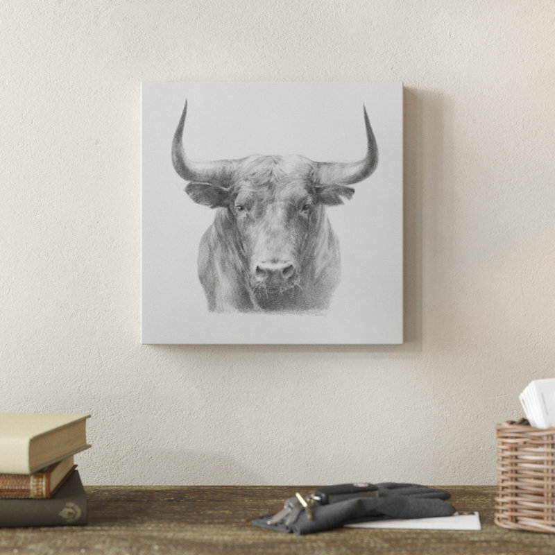 «Black Bull», peinture sur toile, H 12 po x l 12 po