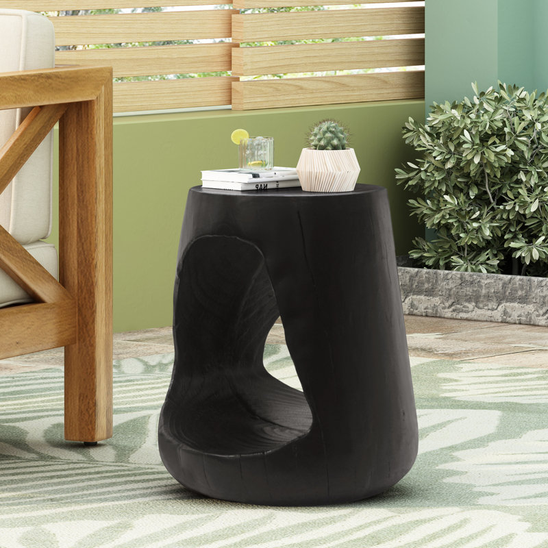 Table d'appoint Mgo Hollow, texture bois, noir, Noir, noir, noir, noir