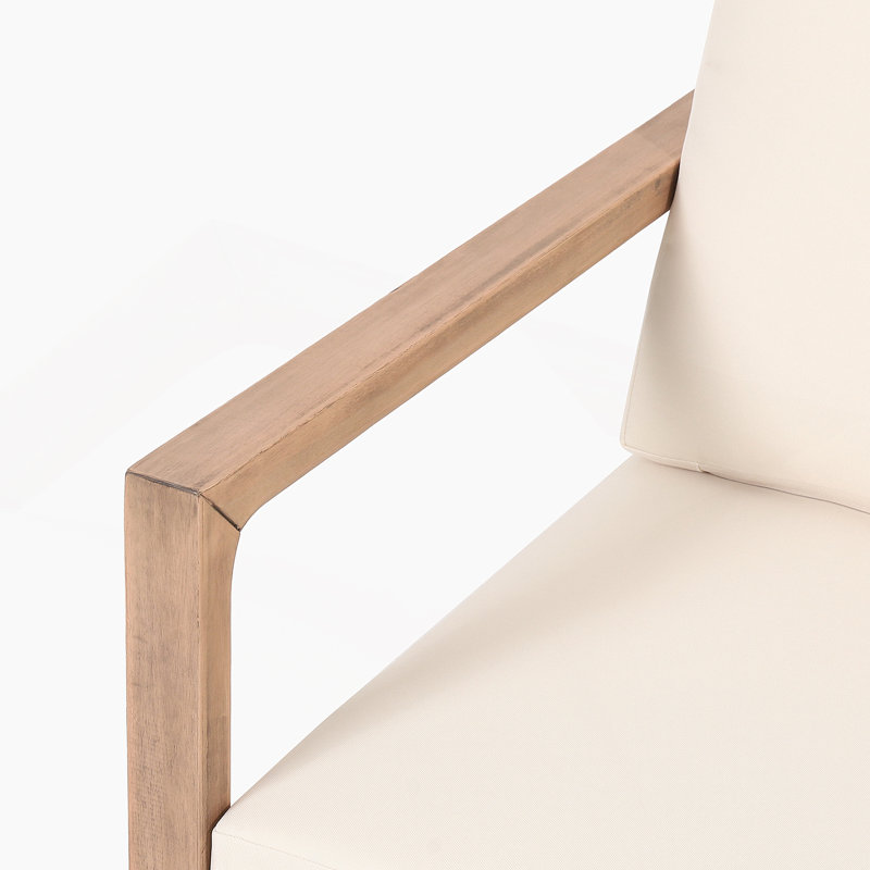 Ensemble de 2, fauteuil club d'extérieur en bois d'acacia, meubles de patio en bois, coussins épais et imperméables