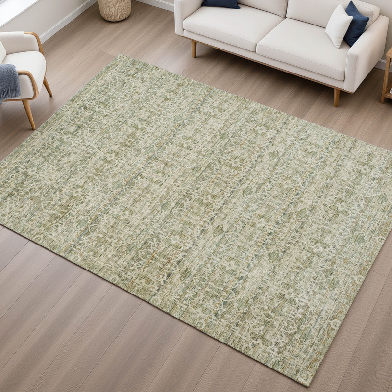 Premium Machine Washable Mayfield AMF2152 Striped Rug, Rectangle 3' x 5', Sage