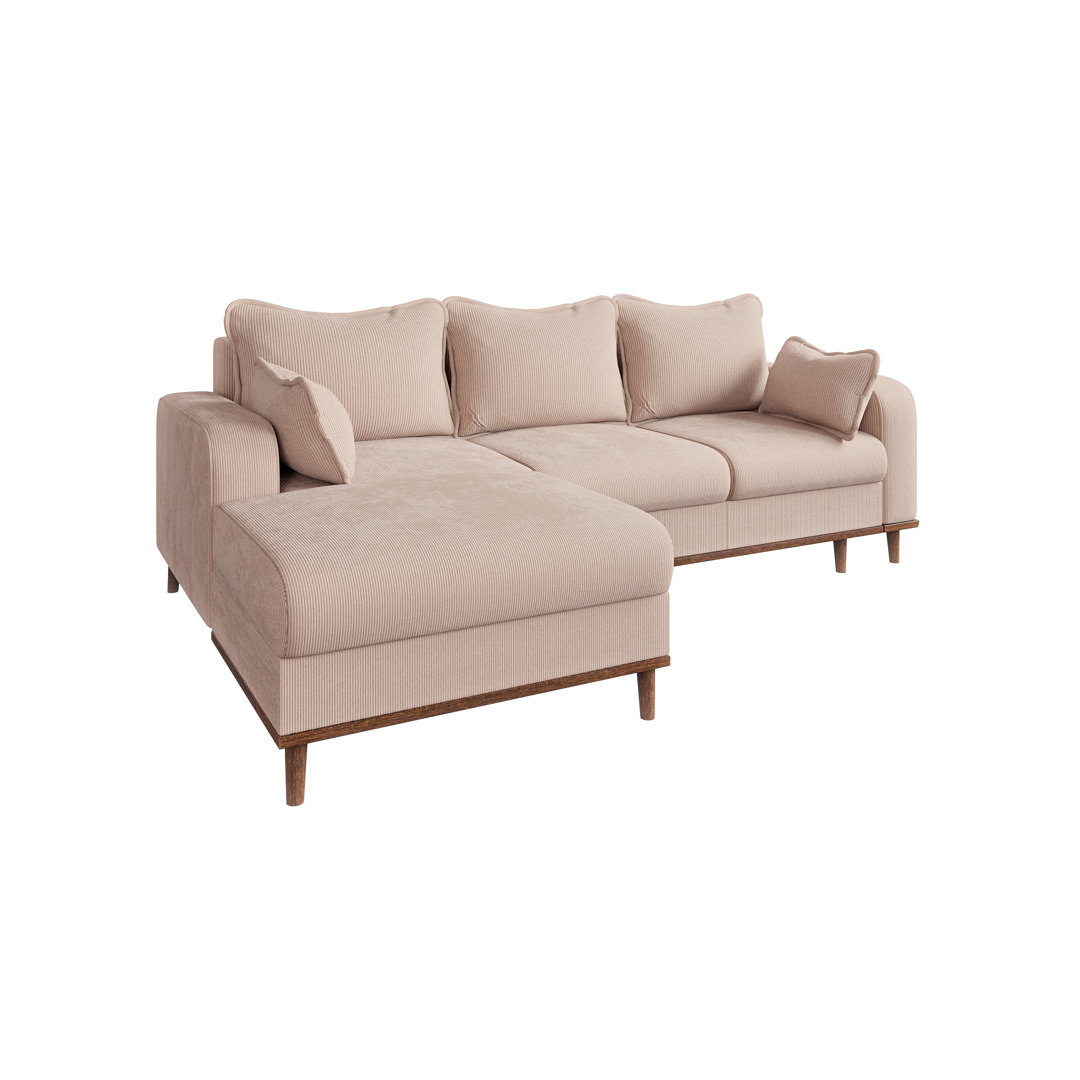 Ecksofa Goslar aus Cord mit Bettfunktion