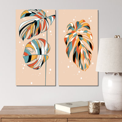 «Tropical Vintage Foliage and Geometrics I», ensemble de 2 peintures