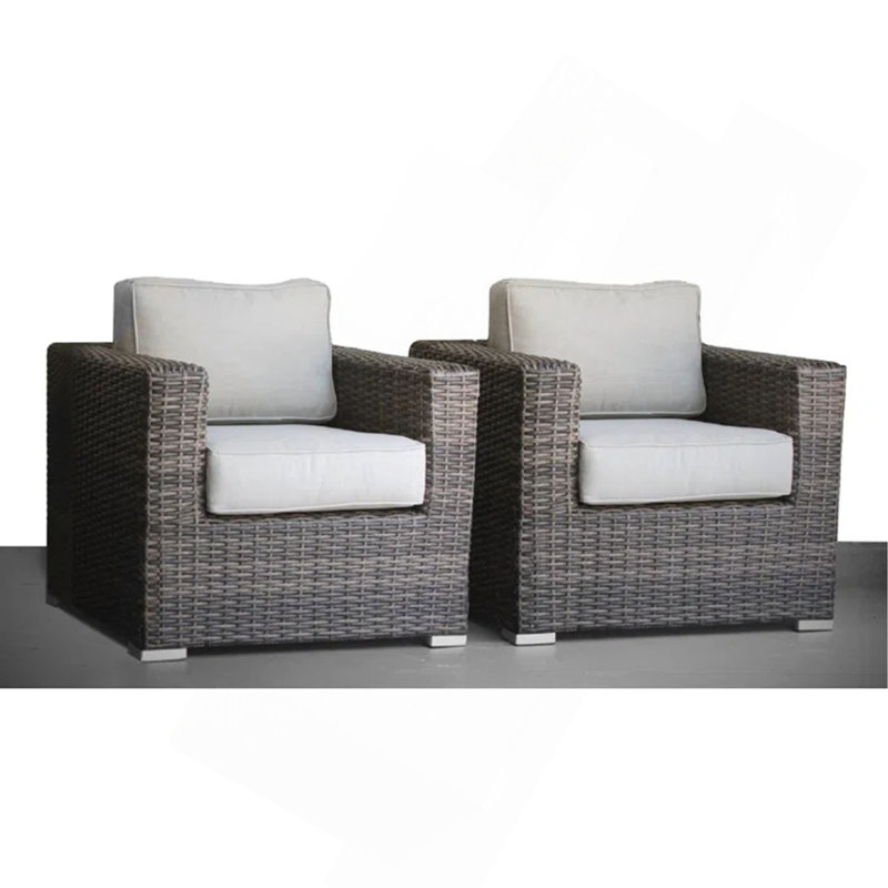 Chaise de patio entièrement assemblée avec coussins, 2, Gris clair, Gris foncé
