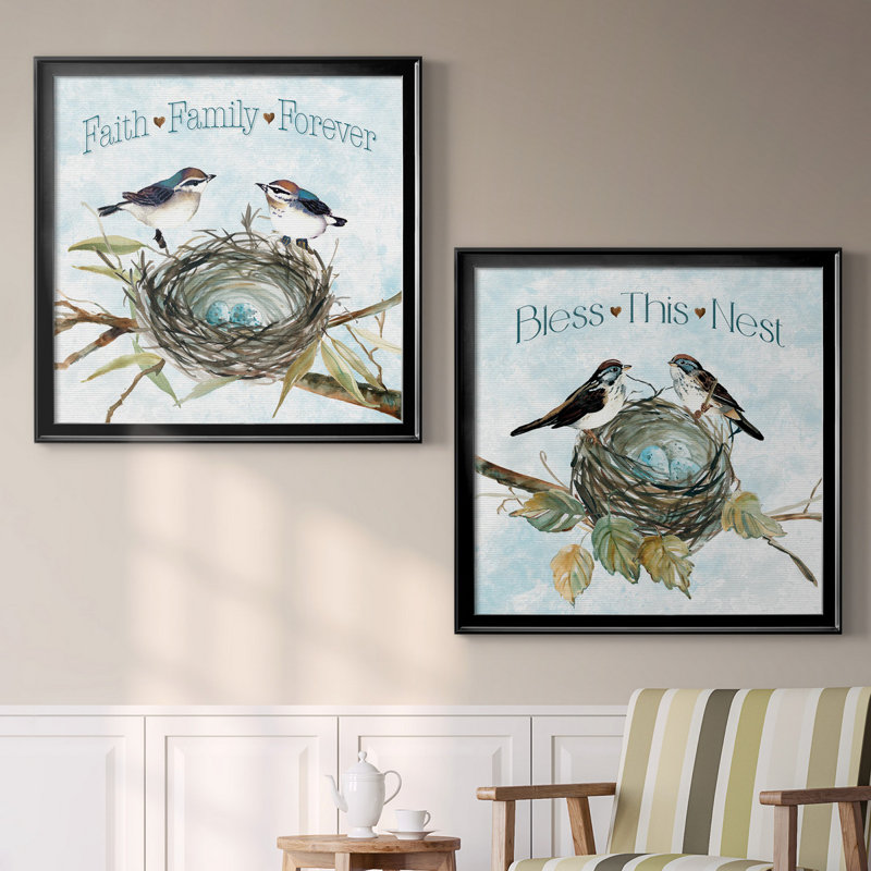 Faith Nest - ensemble de 2 reproductions d'art textuel, H 30,5 po x l 61 po x P 1,5 po, Toile encadrée noire, Pas de tapis