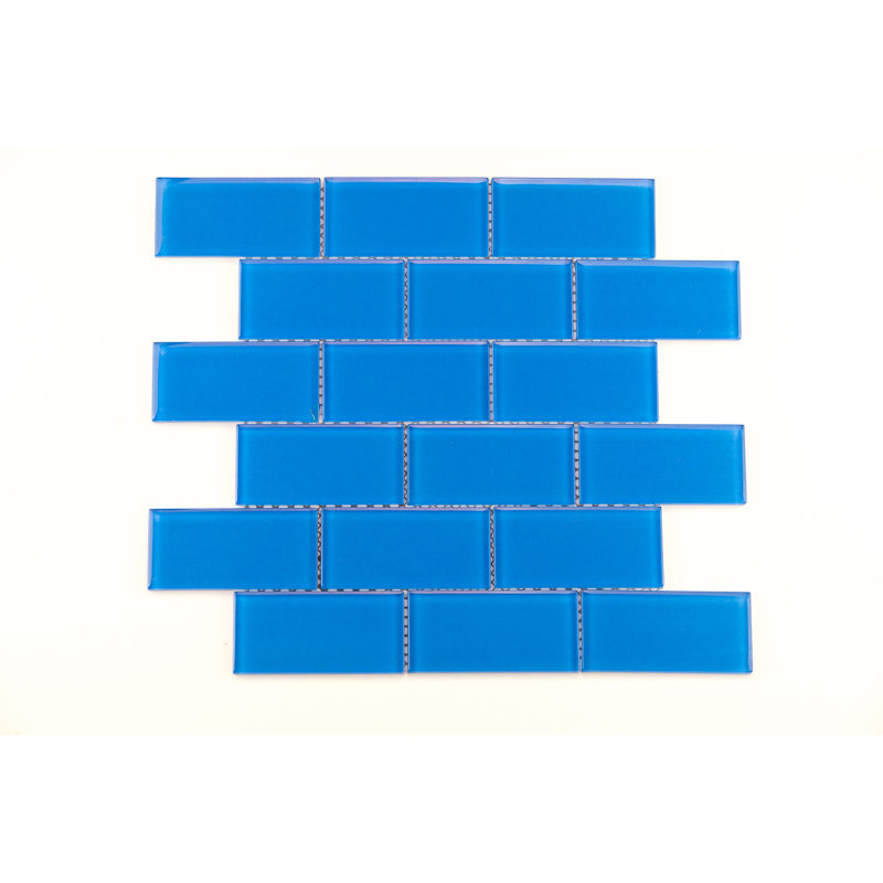Torch Song 2'' W x 4'' L Glass Tile Mosaic Sheet, Royal Blue