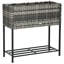 Lit de jardin surélevé gris ardoise d'aspect rotin, 27,5 po x 11,75 po x 27,5 po, portable