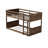 Twin over Twin Low Bunk Bed - 77" Wide Solid Rubber Wood Floor Frame - Antique Oak-1504022207