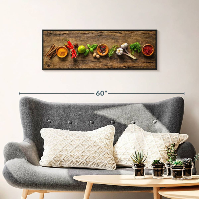 Épices et herbes savoureuses, 37 po x 13 po, Cadre flottant noir