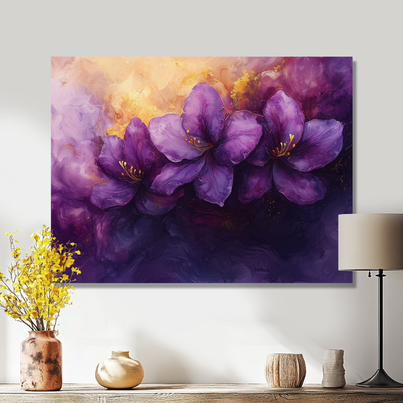 Lavande grâce aux fleurs de rhododendron I - décoration murale en métal rhododendron, H 12 po x l 20 po