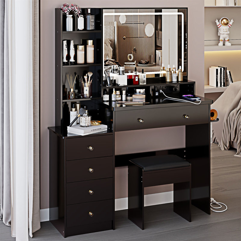 Ensemble de coiffeuse maquillage, Noir