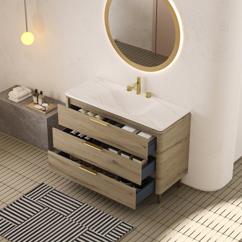 Meuble-lavabo de salle de bain 48 po avec lavabo AMara, Chêne, 48"