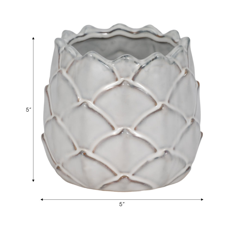 Stoneware Ceramic Planter with Sculpted Textured Form and Rounded Silhouette for Decorative Display and Botanical Arrangement in Indoor or Covered Outdoor Settings