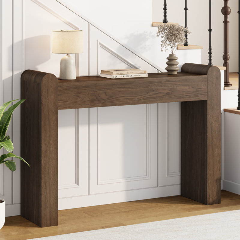 47-Inch Modern Minimalist Entryway Console Table With Soft Curved Edges, Rectangular Wood Sofa Table For Entryway, Living Room, Hallway Or Behind Sofa