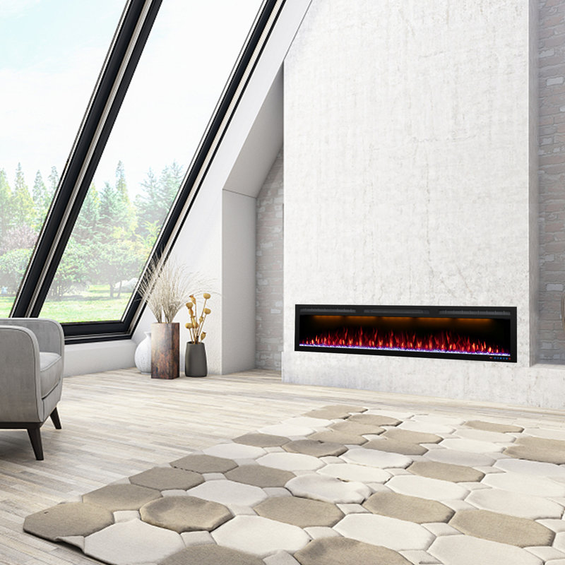 Beldin WiFi-Enabled 88 inches Electric Fireplace with Alexa or App, 17.71'' H X 72'' W X 5.96'' D