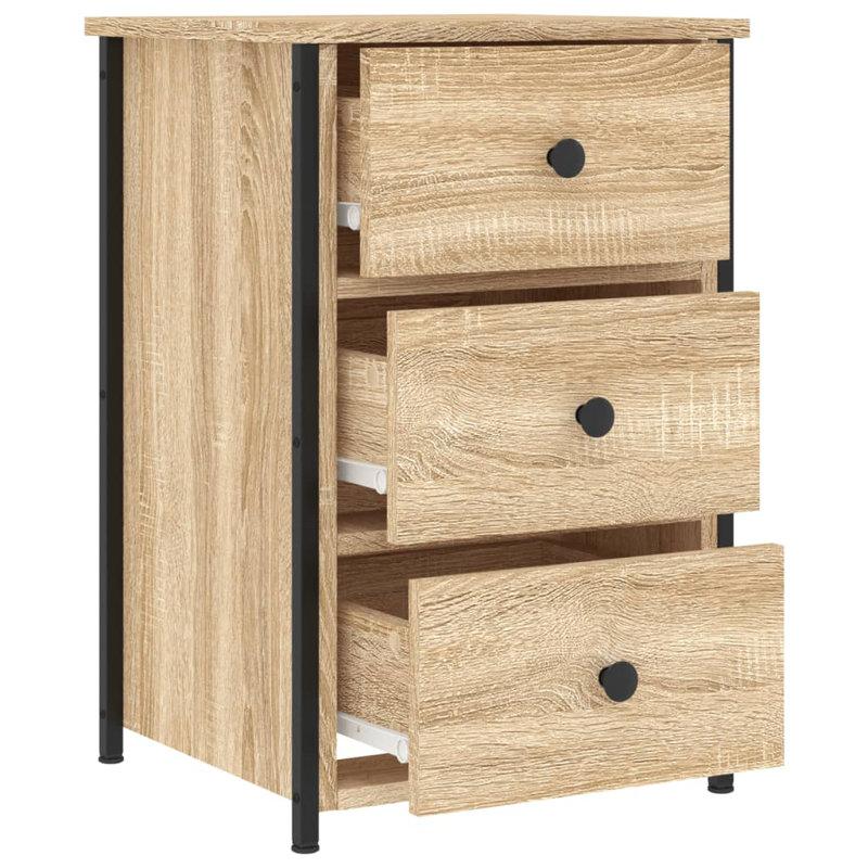 Caulkins 40cm W Iron Bedside Table, Sonoma Oak, Individual