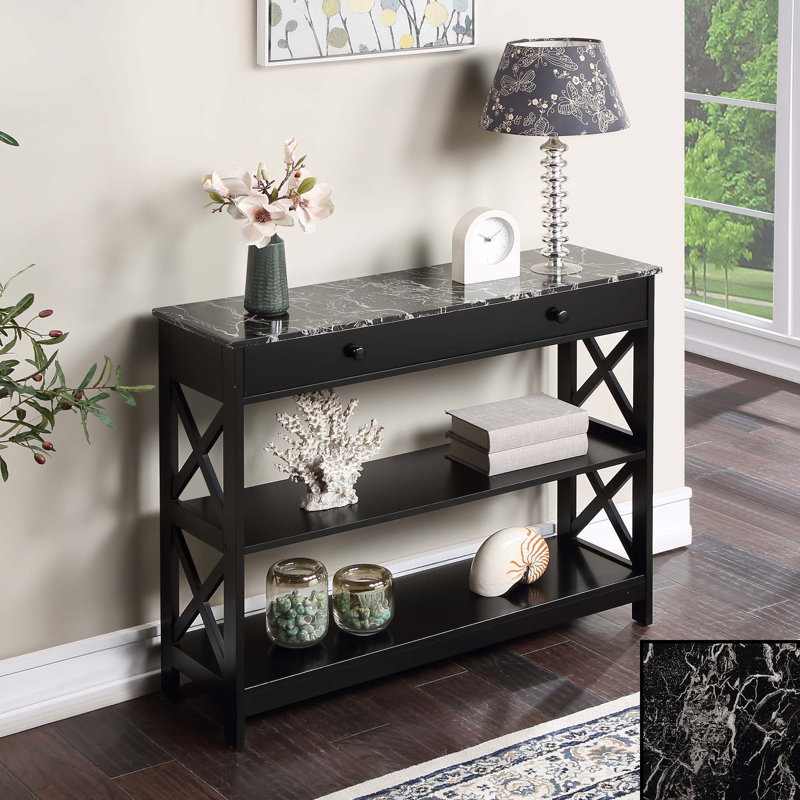 Console 39,5 po Aafko, Similimarbre noir / noir, H 31,5 po x l 39,5 po x P 12 po