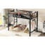Lit mezzanine simple noir TG, tablettes de rangement et peu d'espace pour les petits dortoirs-1001828776