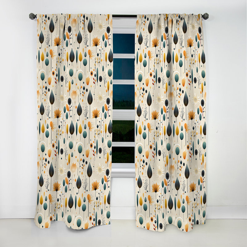 Rideau occultant scandinave Mid-Century Harmony II - Mid-Century à motif géométrique, L 52 po x L 108 po