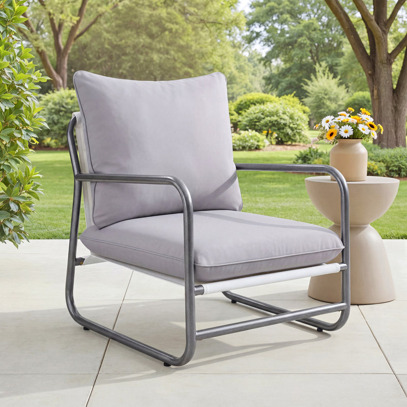 Fauteuil d'extérieur avec cadre en aluminium, fauteuil simple avec coussin amovible résistant à l'eau
