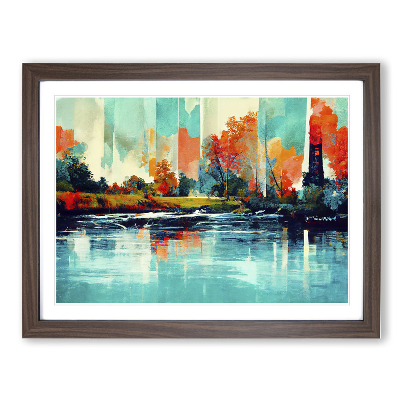 Abstract River - Framed Print, 46cm H x 64cm W x 2cm D, Walnut Framed