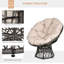 Wolverton 360° Swivel Rattan Moon Bowl Chair Padded Cushion Oversized Beige