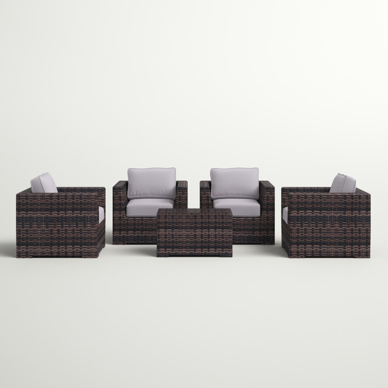 Ensemble de conversation pour 4 personnes avec coussins Cariah