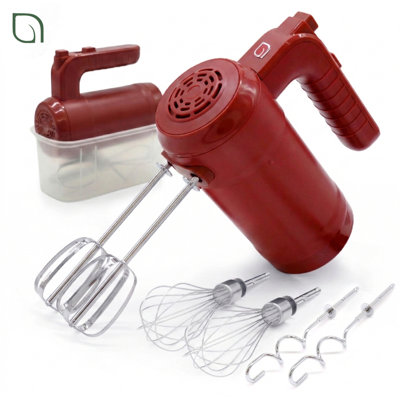WILLOW Kitchen 5-Speed Control Hand Mixer with Storage Case and 6 Attachments, Dough Hook, Whisk, and Wire Beater